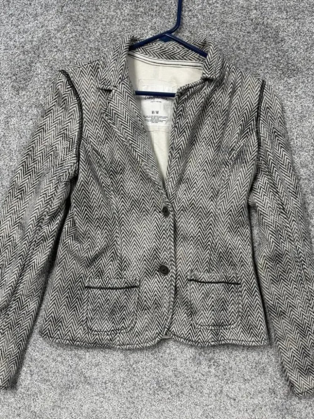 Aeropostale Blazer M Herringbone Tweed Lined Pockets Classic Office Career Gray